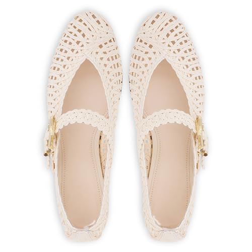 Crochet Shoes for Women Comfortable Ballet Flats with Breathable Embroidery Thread Round Toe Pull-On Design Fashionable Footwear3