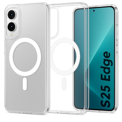 Image of Frosted Slim Matte Military Grade Drop Protection Frosted Lightweight Case Cover Compatible with Samsung Galaxy S25 Edge 5G (2025) (Hard PC Transparent with MagSafe)