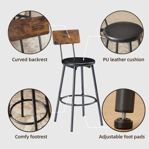Image of Bar Table and Chairs Set for 3,4-Piece Pub Table Sets with 3 PU Upholstered Stools and Counter Height High Top Table,Space Saving,for Dining Room Small Space Apartment,Brown