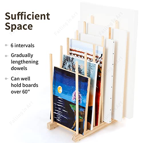 Image of Falling in Art Large Wooden Art Storage Rack - Canvas Drying Stand for Artworks, Frames, Canvases, Drawing Boards, Prints, Panels, Paintings Display