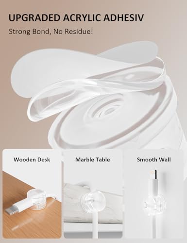 Abrazaderas para gestión de cables, paquete de 7 organizadores de cables transparentes, sujetadores de cables para escritorio compatibles con cables de 0 a 8 mm miniatura 4