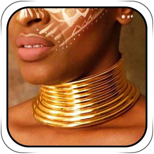 Fstrend African National Choker Collars Gold Leather Chunky Punk Necklace Gothic Statement Necklaces for Women