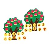 DIKACA 2 Juegos Juguete Educativo de Números y Manzanas de Fieltro Emparejamiento Árbol para Tablón de Anuncios para Aula y Hogar Material Didáctico para Preescolar
