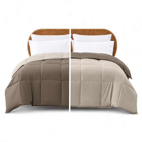 Image of Modern Threads Down Alternative Reversible Comforter Taupe /Champagne Queen