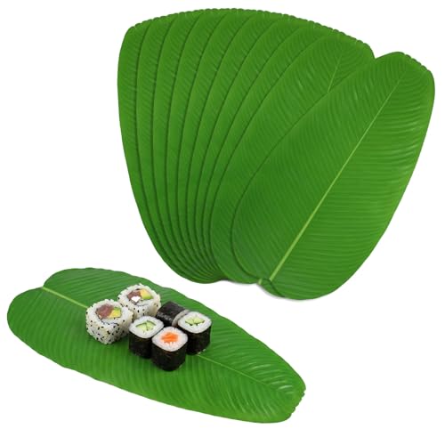 10 Pcs Banana Leaves, Artificial Leaf Placemats Banana Leaf Plates