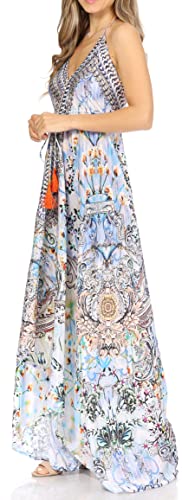 Image of Sakkas Lizi Womens Maxi High-Low Halter Handkerchief Long Dress Beach Party