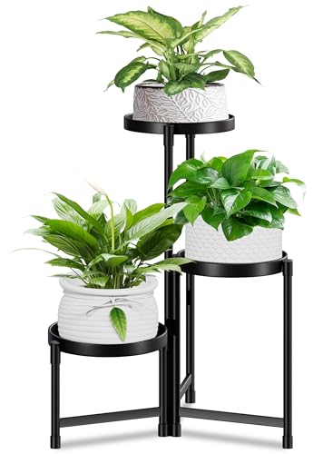 XrFc 3 Tier Plant Stand Indoor Outdoor - Tall Metal Flower Pot Holder Potted Display Rack - Heavy...