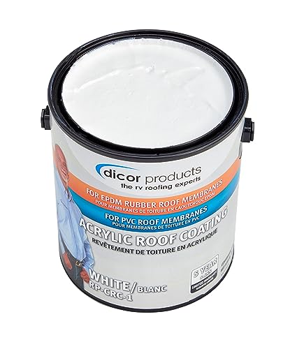 Image of Dicor RP-CRC-1 EPDM Rubber Roof Acrylic Coating Part 2 - White, 1 Gallon | Retrofit RV roofing protective barrier; EPDM & PVC use; covers 125 sq ft per gallon per coat; saves 25% labor