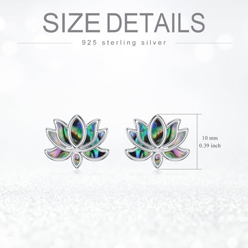 Lotus Stud Earrings 925 Sterling Silver Abalone Lotus Flower Small Dainty Stud Earrings for Women Lotus Jewelry for Women Lovers3