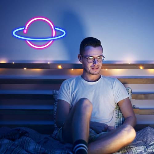 Planet Neon Sign LED Neon Lights Sign LED Planet Neon Signs Wall Decor USB or Battery Powered for Bedroom Kids Living Room Bar Christmas Gaming Room - Image 6