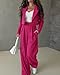 KIRUNDO Fall Sets Women 2 Piece Outfits Business Casual Cropped Blazer and Wide Leg Pants Suit Sets Work Clothes(Rose Red, Medium)
