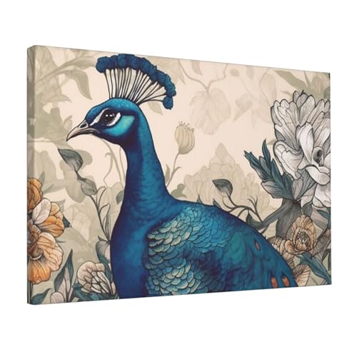 Toile paon floral LPSRTWE pour habiller un mur vide sans effort