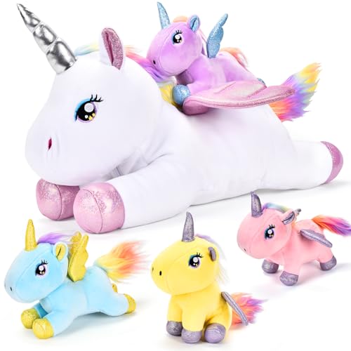 Aragallant Unicornio Peluche, Peluche Unicornio con Bebe, Juguetes de Unicornio Niña, Juguete...