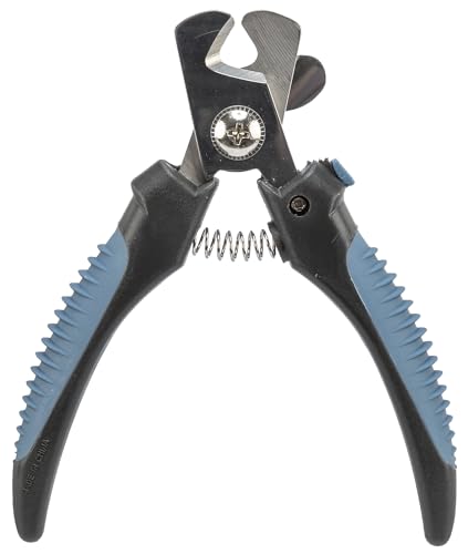TRIXIE Krallenschere für Hunde, Katzen, Kleintiere und Vögel - Sicherheitsverschluss - Begrenzung verhindert starkes kürzen - Edelstahl - gummierte Kunststoffgriffe - schwarz/blau - 13 cm - 2371