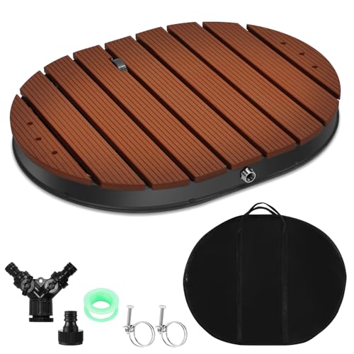 Jiubiaz Bodendusche Gartendusche mit Fußrad und Kupfer-Düsen Pooldusche Bis 4m Fontänenhöhe Außendusche aus Aluminium rutschfeste Wetterfest Aussendusche für Pool Sauna