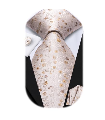 Image of Hi-Tie Mens 70inches Tie Set Extra Long Necktie for Men Cufflinks Handkerchief Big Tall Men Business Wedding