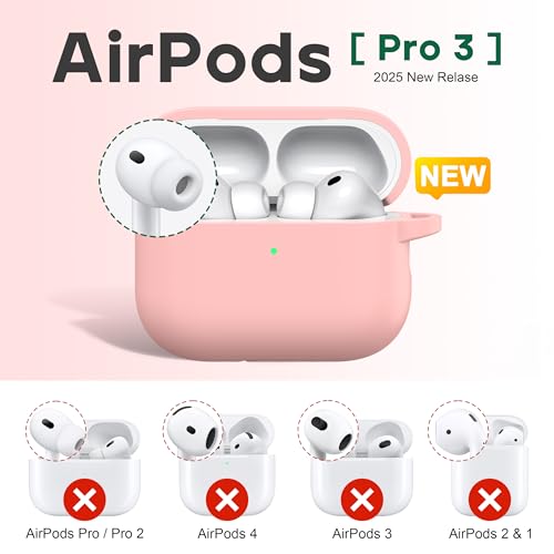 Image of R-fun for AirPods Pro 3rd Generation Case with Cleaner Kit, Soft Silicone Protective Case Cover for Apple AirPod Pro 3 for Women Men, AirPods Pro Case Accessories with Keychain, Sand Pink
