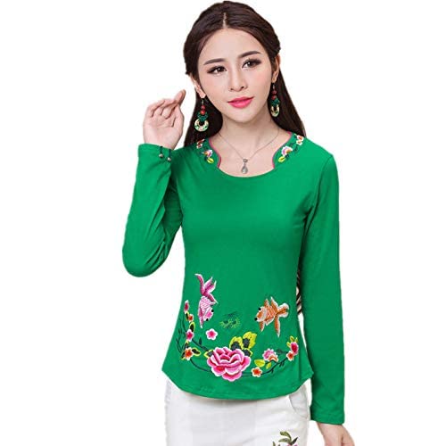 GenericWorldCare® Spring Plus Size Women Blouse Shirt Cotton Embroidery Blusas Feminina Pullover Quality Body Tops Tee Clothing Color Style Sixteen Size L276548 | Pack of 1