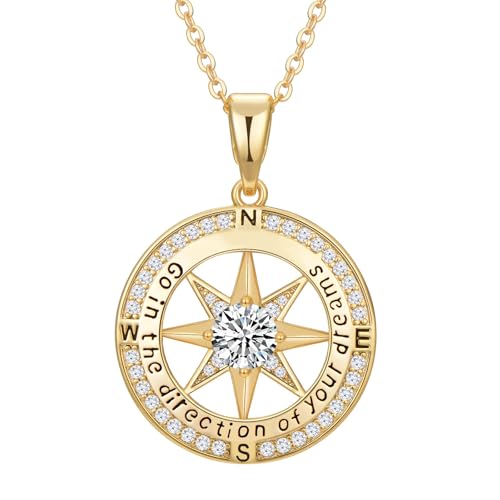 Mkhhy 2025 Compass Necklace for Women Jewelry, Graduation Gifts for Her 2025, Inspirational Graduates, Class of 2025 Senior High School College Graduation Gifts for Friends with Congrats Grad Box and Gift Card (gold-direction-1)