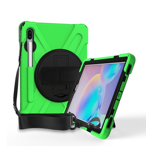 Coque Samsung Galaxy Tab S6 10.5 antichoc verte avec support rotatif et bandoulière