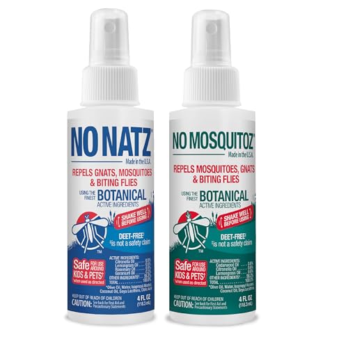 No Natz and No Mosquitoz Botanical Bug Repellent, Effective for Gnat, Mosquito, and Biting Flies, Hand-Crafted and DEET-Free, Non-Greasy Formula, 4 Ounce Spray Bottle, 2-Pack
