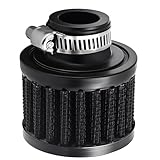 18mm Cold Air Intake Filter, Automotive Cold Air Breather Filter with Adjustable Clamp, Car Valve CoverTurbo Vent Cleaner Accessory, Fits for Car Motorcycle (Black)