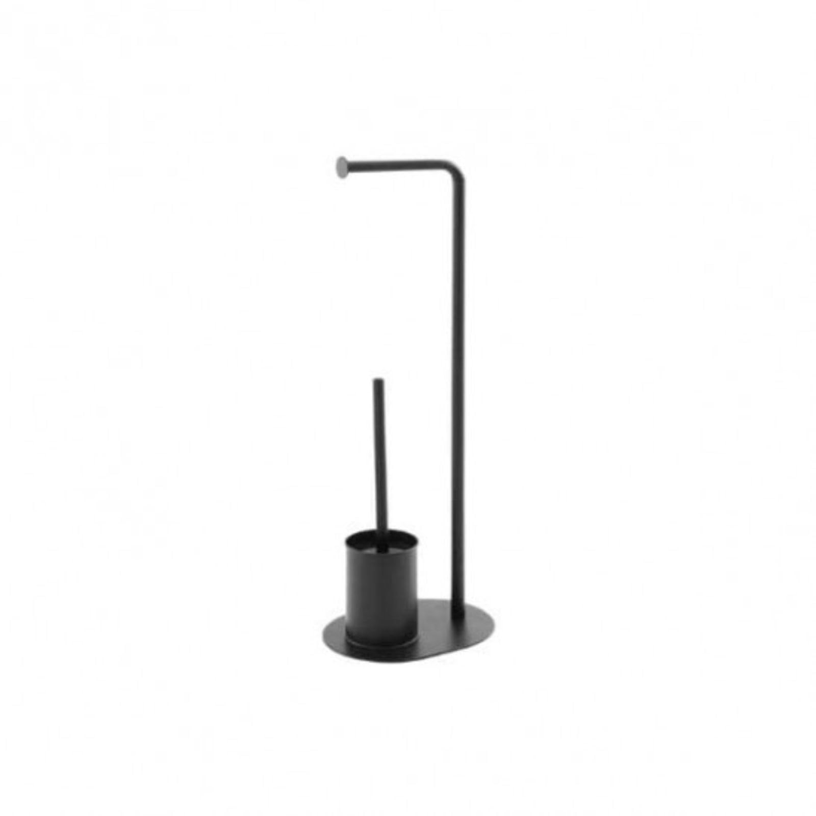 FERIDRAS - Piantana portascopino Nera H 70 cm con Porta Carta igienica - 154201