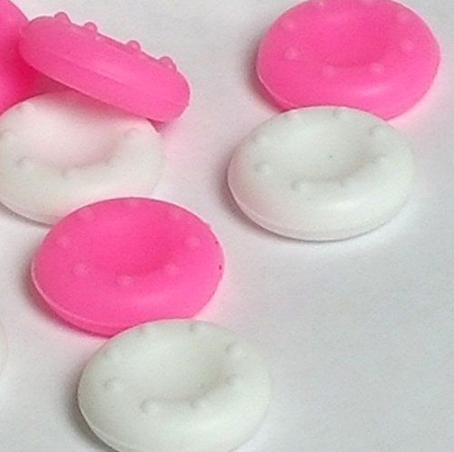 6pairs /12 pcs Color Combo Silicone Thumb Grip cover for PS3 / PS4 / Xbox 360 / Xbox One / Wii Game joystick controller cover -PINK & WHITE