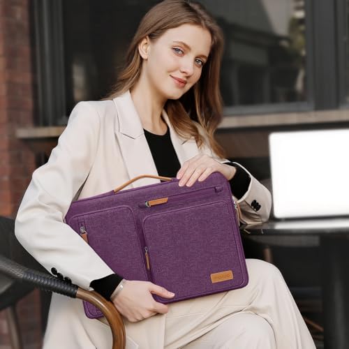 Image of MOSISO 360 Protective Laptop Case 16 inch, 15-15.6 inch Laptop Sleeve Compatible with MacBook Pro 16, HP Acer Dell Lenovo ASUS, Side Open Carrying Case with 4 Zipper Pockets&Handle, Argyle Purple