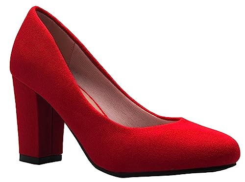 Image of Olivia K Women's Classic Round-Toe Platform Pumps High Block Heel - Adorable, Comfortable