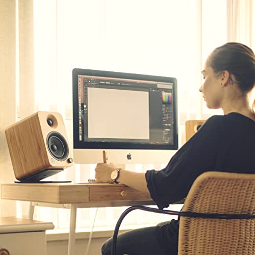 Kanto Yu4Bamboo Powered Speakers With Bluetooth And Built-In Phono Preamp | Auto Standby And Startup | Remote Included | 140W Peak Power | Pair | Bamboo #TOP7
