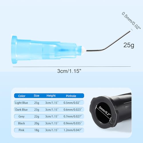 Jmu 46501007-2 300Pcs Bent Dispensing Tips 25G, Blunt Tip Dispensing Needle, Dental Pre Bent Flow Dispensing Etch Tips thumb #1