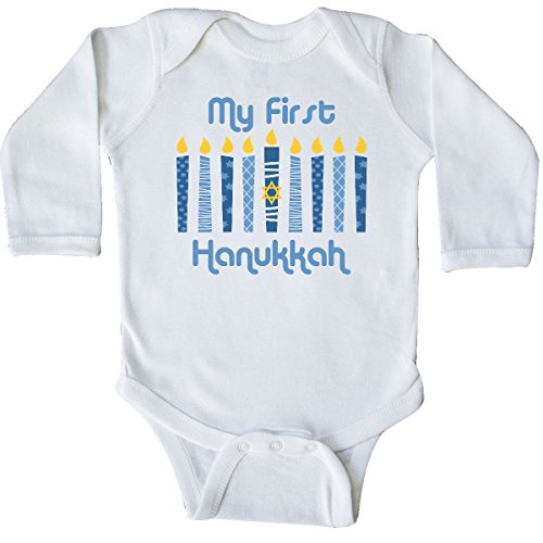 inktastic 1st Hanukkah Candles Long Sleeve Creeper 6 Months White 27db6