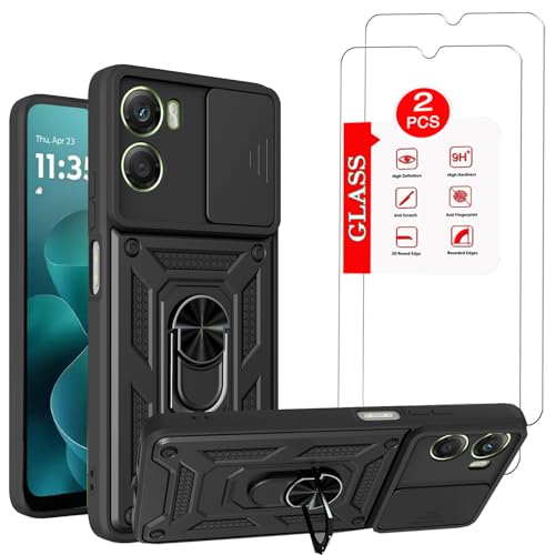 Image of for Motorola Moto Moto G06 / G06 Power Case with [2 Pack] Tempered Glass Screen Protector, for Moto G06 Case Heavy Duty Armor [Military-Grade] Protective，with Lens Protects Magnetic Stand Cover Black