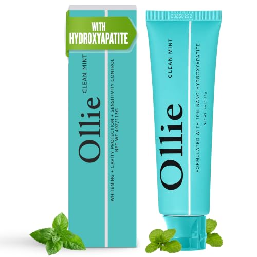 Ollie Fluoride Free 10% Nano Hydroxyapatite Toothpaste for Remineralizing Enamel, Sensitive Teeth &...