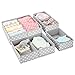 mDesign Soft Fabric Dresser Drawer and Closet Storage Organizer for Child/Kids Room, Nursery - Divided 2 Compartment Organizer - Fun Polka Dot Print - Set of 4, 2 Sizes - Gray with White Dots