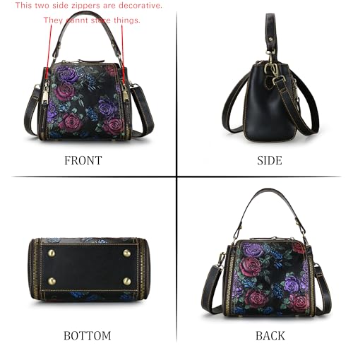 Image of Women Satchel Handbags Crossbody Bag Top Handle Purse Vintage Embossing Shoulder Bag Small Purse