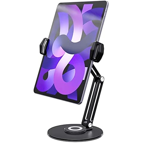 pzoz Retail Kiosk iPad Stand, 360°Rotate POS Tablet Stand, Fits 6-12.9" iPad Mini Pro-Business Supplies Swivel Tablet Holder for Store Cash Register Office Reception Kitchen Desktop Display Cover