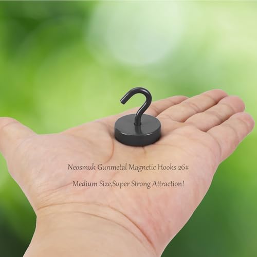 Image of Neosmuk Magnetic Hooks Steel Tube Design for Cruise,80lb+ Gunmetal,10 Pack | Cruise Ship Essentials,Heavy Duty Magnett Hooks for Cabins, Refrigerator, Grill, Hanging, and Travel Extra Strong Must-Haves