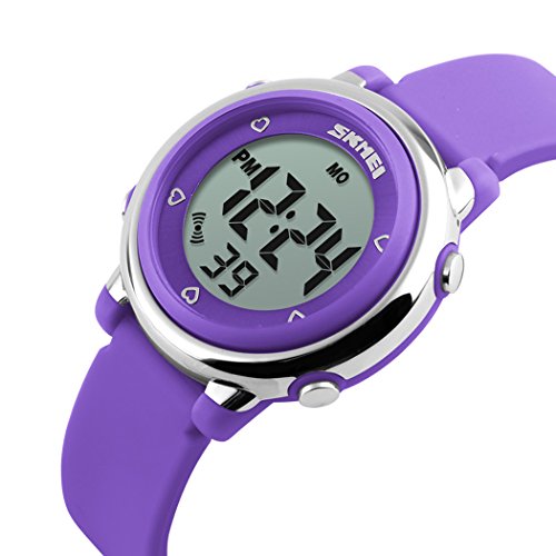 Fanmis Multifunction Digital LED Quartz Watches Water Resistant Girls Boys Outlook Sports Watch Purple3