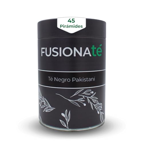 FUSIONATE Te Negro Pakistaní, Té Chai, Lata 45 pirámides bolsitas de té, Energía del Té Negro, Dulzura de la Canela, Infusión 100% Natural
