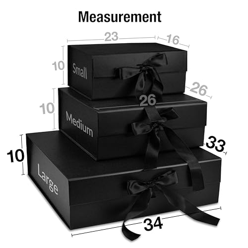 Image of RBS- LARGE Gift Boxes (34 x 33 x 10cm) Gift Boxes for Packaging (1 Pack) Hamper Boxes for Gift Holds Upto 10 kg Gift Packing Box for Gifting Hamper Box (Large Black)