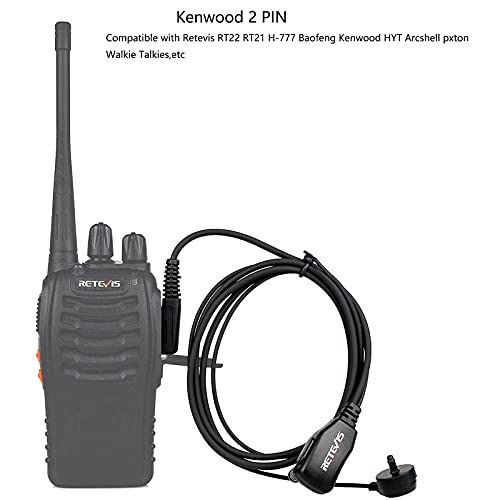 Retevis 2 Pin Ptt Mic Covert Acoustic Headset Compatible With Kenwood Puxing Baofeng Uv-5R Uv-5Ra 888S Retevis Rt22 Rt21 H777 (1 Pack) #TOP1