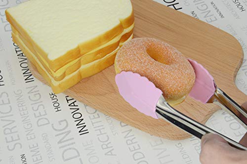 Image of HINMAY 7-Inch Serving Tongs with Silicone Tips, Set of 3 (Pink)