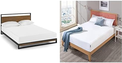 Zinus Suzanne 37 Inch Bamboo and Metal Platform Bed Frame, Queen & 12 Inch Green Tea Cooling Gel Memory Foam Mattress, Queen