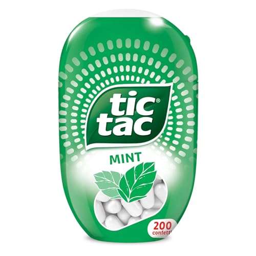 Tic Tac Menta - Caramelle con Finissima Copertura di Zucchero e un Fresco Ripieno Gusto Menta, Senza Glutine, Confezione da 200 Confetti