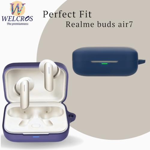 Image of WELCROS Soft Silicone Case Cover Compatible for Realme Buds Air 7 | 7 Pro (Blue, Combo)