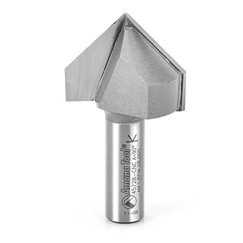 Image of Amana Tool - 45728-CNC Carbide Tipped V-Groove 90 Deg x 1-1 /2 Dia x 1-1 /4 inch x 1 /2 Shank