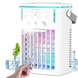 冷風機 強力 人気 冷風扇 卓上 クーラー 1000mAh大容量 静音 Sinessy ミニクーラー 小型 超音波式ミスト 上から給水 加湿 送風 冷却 3段階風力調節 マイナスイオン 氷いれ可能 省エネ 7色LEDライト コンパクト 熱中症と暑さ対策 オフィス 寝室 キッチン 日本語説明書 CF-530