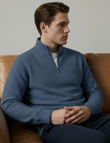 Image of DAMENSCH ReNEWd Soft Ribbed Texture, Strong Durable Fabric, Dyes Ottoman Half-Zip Sweatshirts
